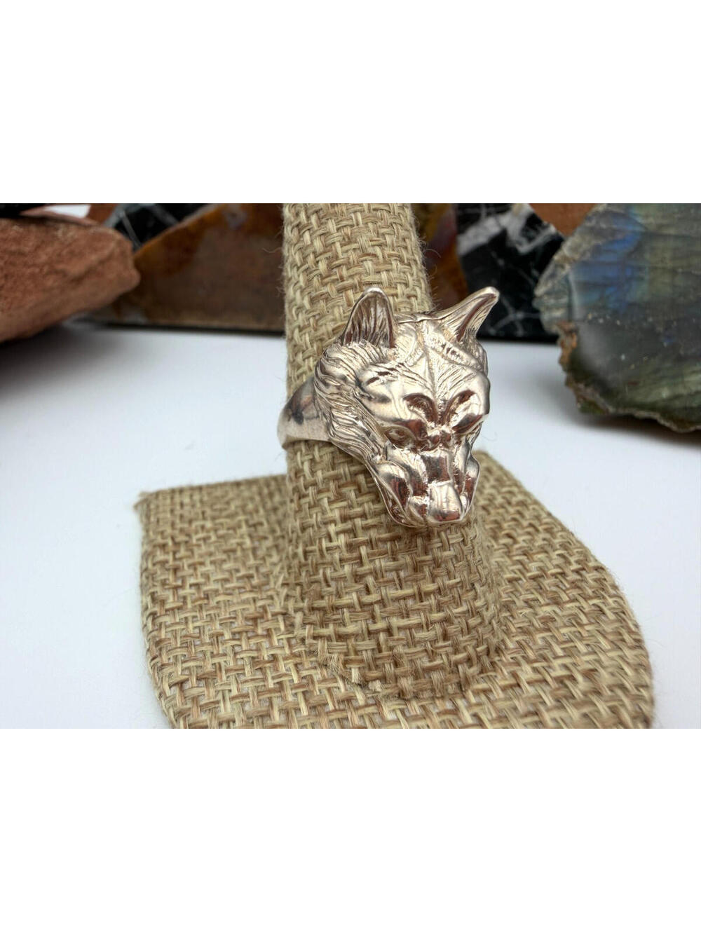 Vintage Men's Sterling Silver Wolf Head Ring Stamped 925 ALA Ring Size 9